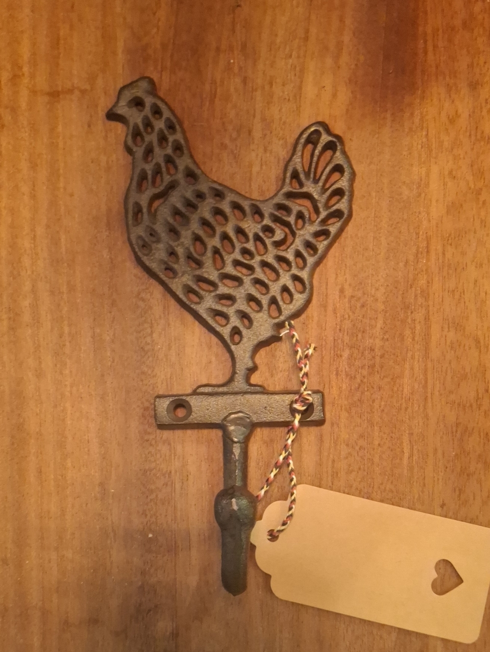 Rustic Brown Cast Iron Rooster Wall Hook